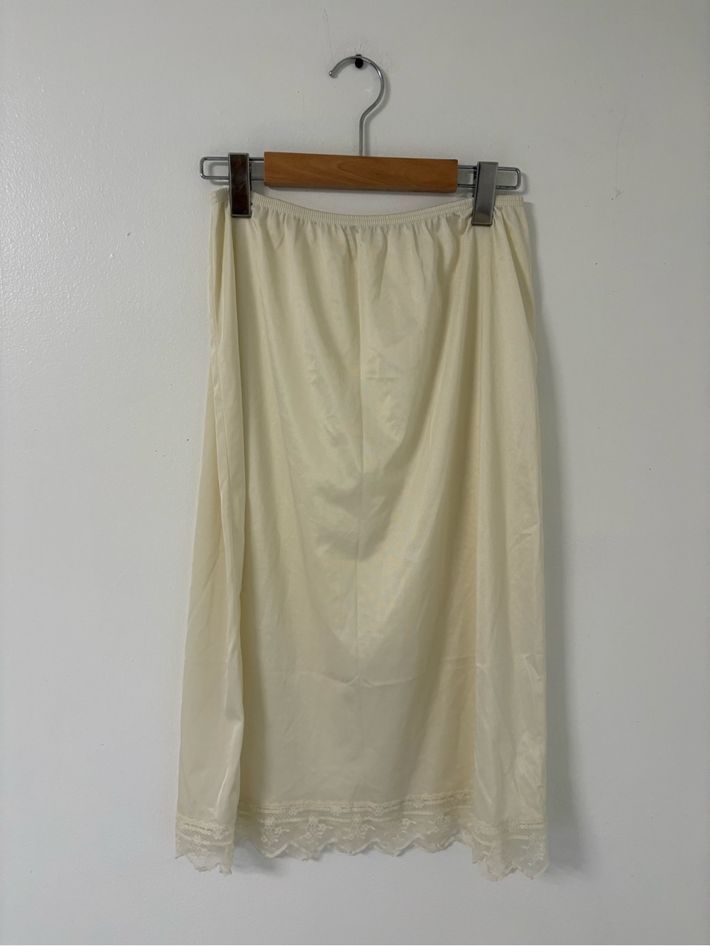 Vintage Cream Lace-Hem Half Slip Skirt